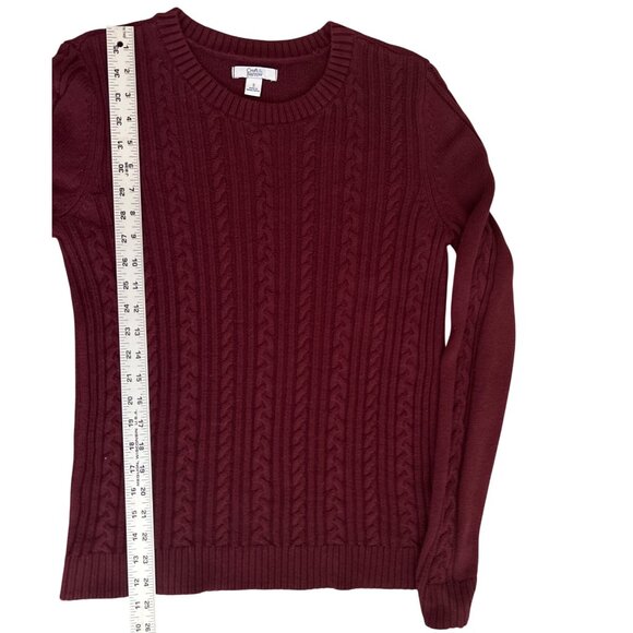 Croft & Barrow Womens Crew Neck Burgundy Cable Knit Sweater Size Small - Picture 6 of 6